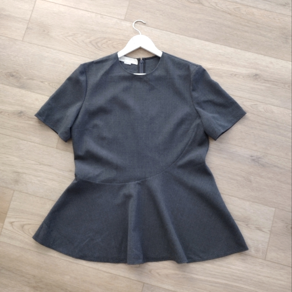 LIKE NEW Stella McCartney Gray Anthracite Asymmetrical Peplum Top Size 48